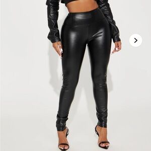 Black Faux Leather High-Waisted Pants